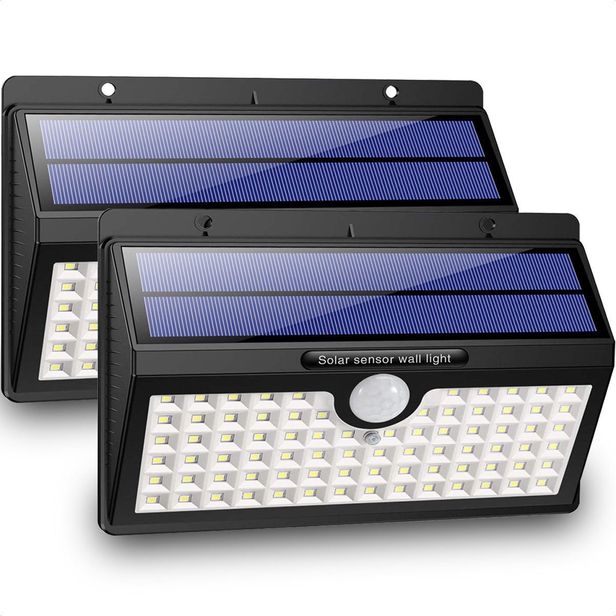 Auronic Solar Buitenlamp met Bewegingssensor - 78 LED's - Wit Licht - Tuinverlichting op Zonne-energie - IP65 Waterdicht - 2 Stuks