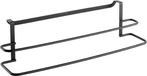 Metaltex Dubbele Handdoekhouder - Handdoekrek zonder boren - 38 x 10 x 9 cm - Zwart - TouchTherm coating