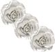Decoris Kerstboomversiering Bloem - 3x - 12 cm - zilver glitter - op clip - ornament - roos