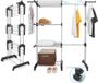 Étagère à linge pliable sur roulettes - Aluminium argenté - Sèche-linge autoportant
