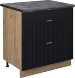 Vicco Fame-Line Keukenonderkast – 80 cm met 3 laden, WB Antraciet Zwart gestreept