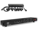 Pyle Stekkerdoos, Rackmontage, 19 Aansluitingen, Eenheid, Strook, Overspanningsbeveiliging, 15 Ampère Zekering, 4 USB Oplaadpoorten, Meerdere Apparaten, 4,57 Meter Kabel