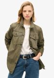 Superdry Military Overshirt Dames Lange Mouw Katoen Dusty Olive Green UK12-EU40