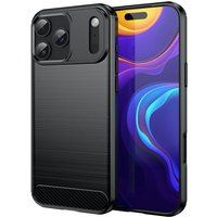 Apple iPhone 17 Pro Max - Housse Étui Silicone Gel Carbone + Verre Trempé - Noir