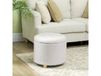 HOMCOM Pouf Coffre Rond Tissu Bouclette Ø45cm Blanc