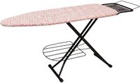 Merkloos Relaxdays Strijkplank - 110 x 33 cm - Wit/Roze - Verstelbaar - Bloemen