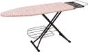 Merkloos Relaxdays Strijkplank - 110 x 33 cm - Wit/Roze - Verstelbaar - Bloemen