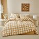 TRANKIELO® - Ensemble de literie 135x200 cm - Microfibre Seersucker - Beige Blanc - 2 pièces avec fermeture éclair