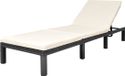 vidaXL Lit bain de soleil avec coussin poly rotin noir