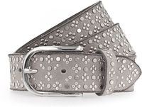 b.belt Leren Riem Tini Silver Leather Belt W80 Light Grey Lichtgrijs