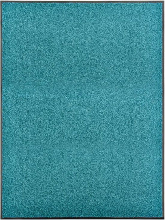 vidaXL Deurmat - wasbaar - 90x120 cm - cyaan