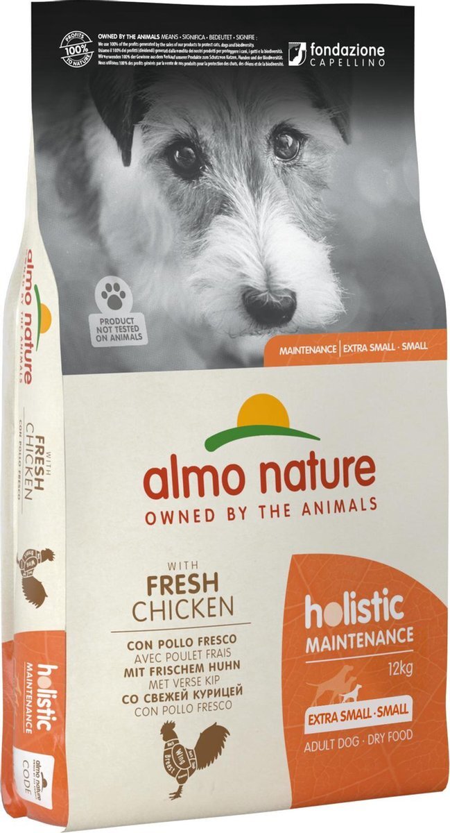 Almo Nature Nature Hond Holistic Droogvoer voor Kleine Hondenrassen - Maintenance - Rundvlees, Kip, Zalm, Lam of Vette vis in 400gr of 2kg - Smaak: Lam, Gewicht: 2kg