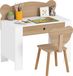 Bureau pour enfant - Bureau pour enfant avec une chaise en forme d'ours - Fabriqué en MDF et bois de hêtre - Avec tiroir - 80x41x74,5 cm (bureau), 32,5x38x59 cm (chaise) - Bois naturel