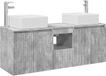 vidaXL Meuble de salle de bain - set - 3 - pièces - Gris béton - 135 - x - 35 - x - 80 - cm - Bois - traité