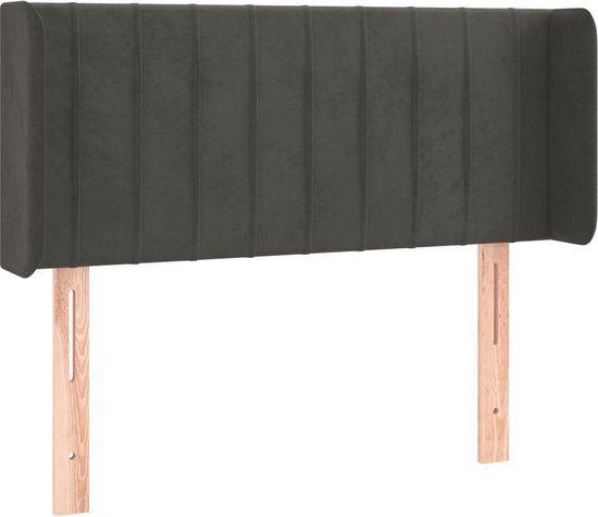 vidaXL Hoofdbord met randen 93x16x78/88 cm fluweel donkergrijs