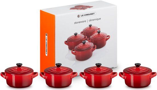 Le Creuset Aardewerken Mini Pannetjes Set - 4 Stuks - Kersenrood