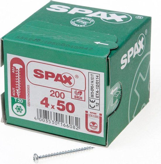 Spax Spaanplaatschroef CK Verzinkt Torx 4.0 x 50 - 200 stuks