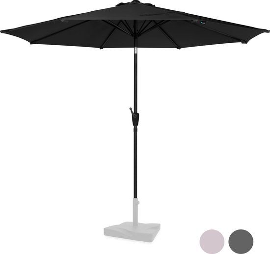 VONROC Recanati Stokparasol Ø300cm - Zwart - Kantelbaar - Incl. beschermhoes