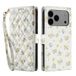 Étui portefeuille iPhone 17 Pro/18 Pro à motif floral rhombique - Fleurs jaunes