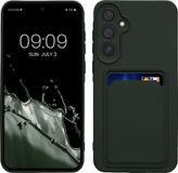 kwmobile telefoonhoesje geschikt voor Samsung Galaxy A55 5G - Hoesje met pasjeshouder - TPU case in donkergroen