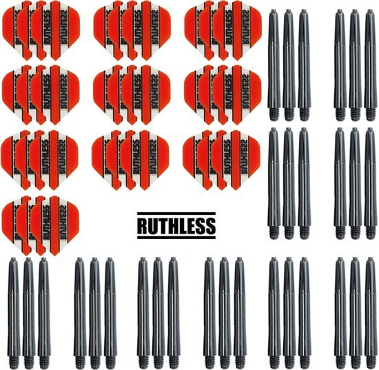 Dragon Darts â€“ 10 Sets Ruthless Flights â€“ darts flights â€“ Oranje â€“ plus 10 sets Dragon â€“ darts shafts â€“ medium