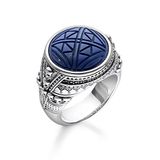 THOMAS SABO Ring etnische doodskoppen blauw 925 sterling zilver, zwart