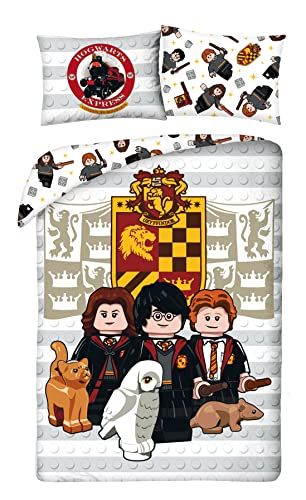 halantex katoen beddengoed 140x200 + kussensloop 70x90 lego harry potter