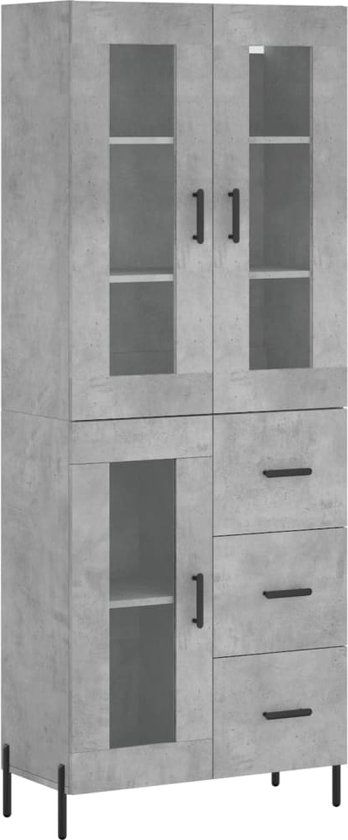 vidaXL Hoge kast 69,5x34x180 cm bewerkt hout betongrijs