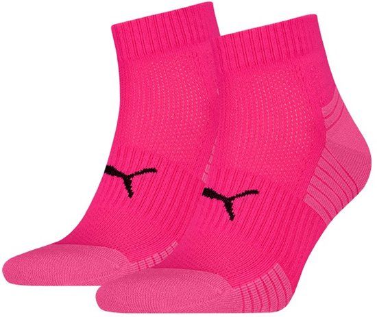 PUMA unisex 2P sport quartersokken cushioned roze