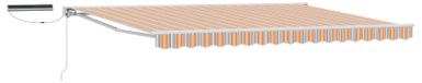 vidaXL Parasol extérieur rétractable électrique, bleu, orange, blanc, 4,5 x 3,5 m