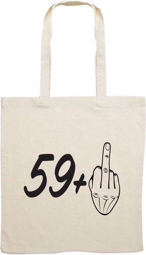 60 Jaar Verjaardag Canvas Tas - Witte Katoenen Boodschappentas - 50x40cm - 45L