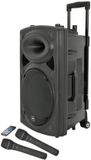 QTX QR12PA enceinte PA portable 12 pouce sur batterie avec 2 microphones UHF et lecteur multimédia