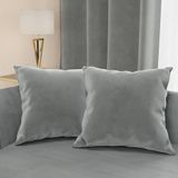 PETTI Artigiani Italiani - 2 fluwelen kussenslopen met vulling, kussenslopen voor slaapkamer, meubelkussens met verborgen ritssluiting, 2 kussenslopen in donkergrijs fluweel, 2 stuks, 50 x 50 cm