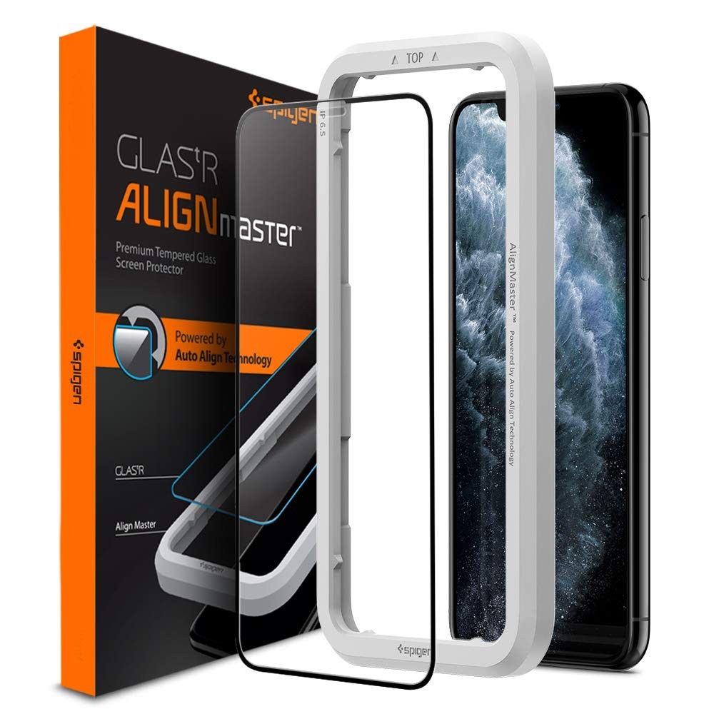 Spigen AGL00098 - Screenprotector - Apple - Gehard glas - Zwart/Transparant
