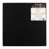 Clairefontaine 34312C Genaaid Schetsboek Goldline - 50 Vellen Wit Tekenpapier - 20x20 cm 140g - Vierkant Formaat - Stevige Zwarte Kaft met Linnenlook