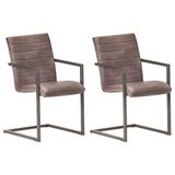 VidaXL Eetkamerstoel Bruin Leer IJzer 51x56x91 cm