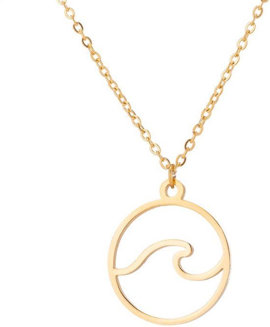 Joboly Golf surf water zee reizen wereld ketting - Dames - Goudkleurig - 45 cm