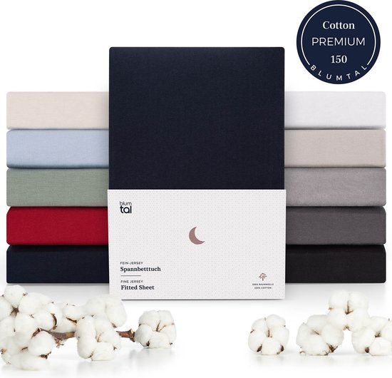 Blumtal Premium Jersey Fitted Sheet - 180x200cm - Dark Ocean Blue - Cotton - Topper