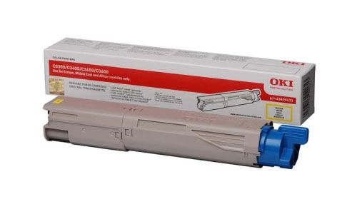 Oki 43459433 Yellow Toner Cartridge for C3300/C3400/C3450/C3600 Printers (1500 Pages)
