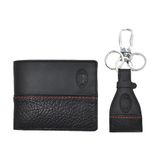 Milan 143445 Set portemonnee en sleutelhanger van 100% leer, Zwart, Standard, Hedendaags