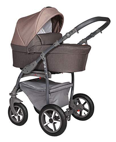 Lux4Kids Reissysteem 3in1 Isofix Buggy Pram Carrycot Pushchair Q9 door ChillyKids 3in1 with baby seat Coffe Grey Q9/175A