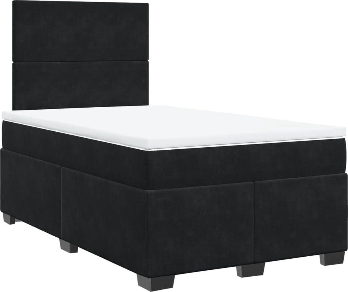 vidaXL Boxspring met matras fluweel zwart 120x200 cm