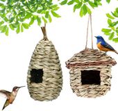 Unyqoos® Handgeweven vogelhuisjes set van twee voor diverse tuinvogels en buitengebruik