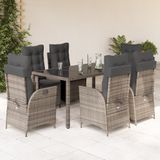 Prolenta Maison Exclusive - Tuinset voor buiten, 7-delig, met kussens, grijs, van polyrotan