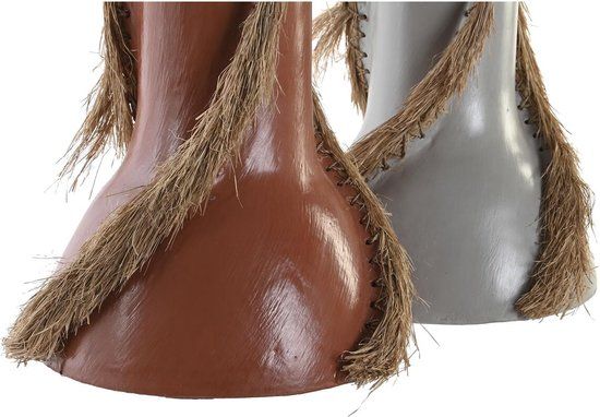 DKD Home Decor Vaas Grijs Terra cotta 26 x 26 x 30 cm (2 Stuks) - Kunststof - Rond - Modern