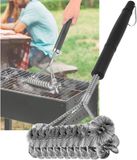 Merkloos / Sans marque Thijox Grillborstel voor Gietijzeren Rooster met Extra Lange Warmte-Isolerende Handgreep - Draadborstel Roestvrij Staal 2-in-1 voor Gasgrill, Houtskool