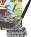 Merkloos / Sans marque Thijox Grillborstel voor Gietijzeren Rooster met Extra Lange Warmte-Isolerende Handgreep - Draadborstel Roestvrij Staal 2-in-1 voor Gasgrill, Houtskool