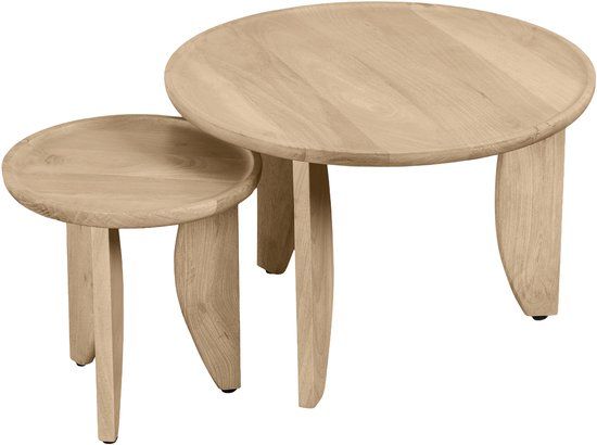 Lewis & Loft Salontafel Luuk - FSC® Mangohout - Rond - Naturel - Set van 2