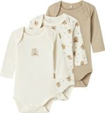 NAME IT - NBNBODY 3P LS JET STREAM BEAR NOOS - Baby Romper/body crème / camel / lichtbeige / bruin