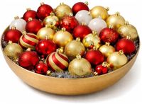 Feeric Christmas Kerstballen - 60x st - goud met rood mix - diverse maten - kunststof - kerstversiering